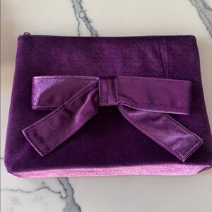 ULTA beauty PURPLE velvet bow makeup cosmetic case bag